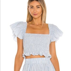NWT LoveShackFancy Wallace Crop Top in Blue